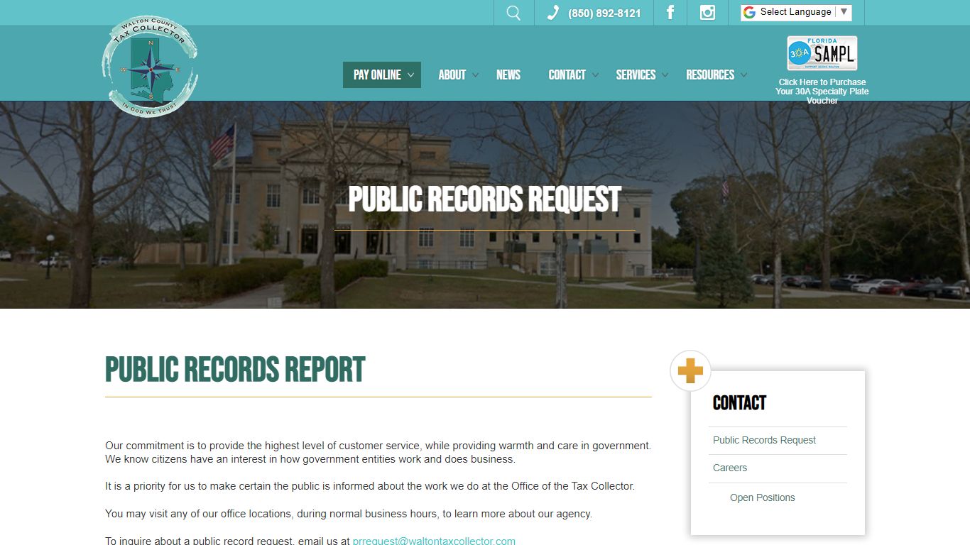 Walton County Tax Collector - Public Records Request